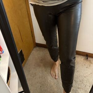 Algo of Switzerland Lagenlook Chocolate Brown Vegan Leather Leggings